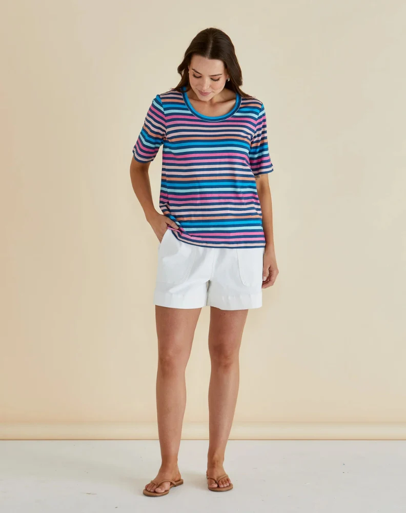 Riley Tee - Multi Stripe Navy - Image 4