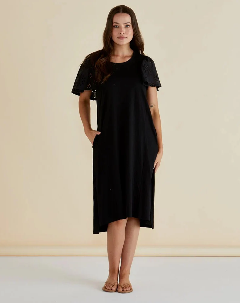 Sawyer Embroidered Dress - Black