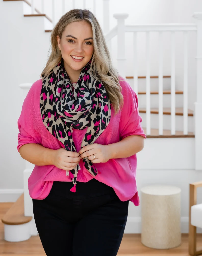 Animal Print Scarf - Hot Pink - Image 2