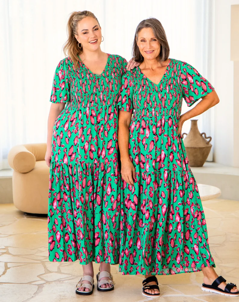 Noel Dress - Green Leopard