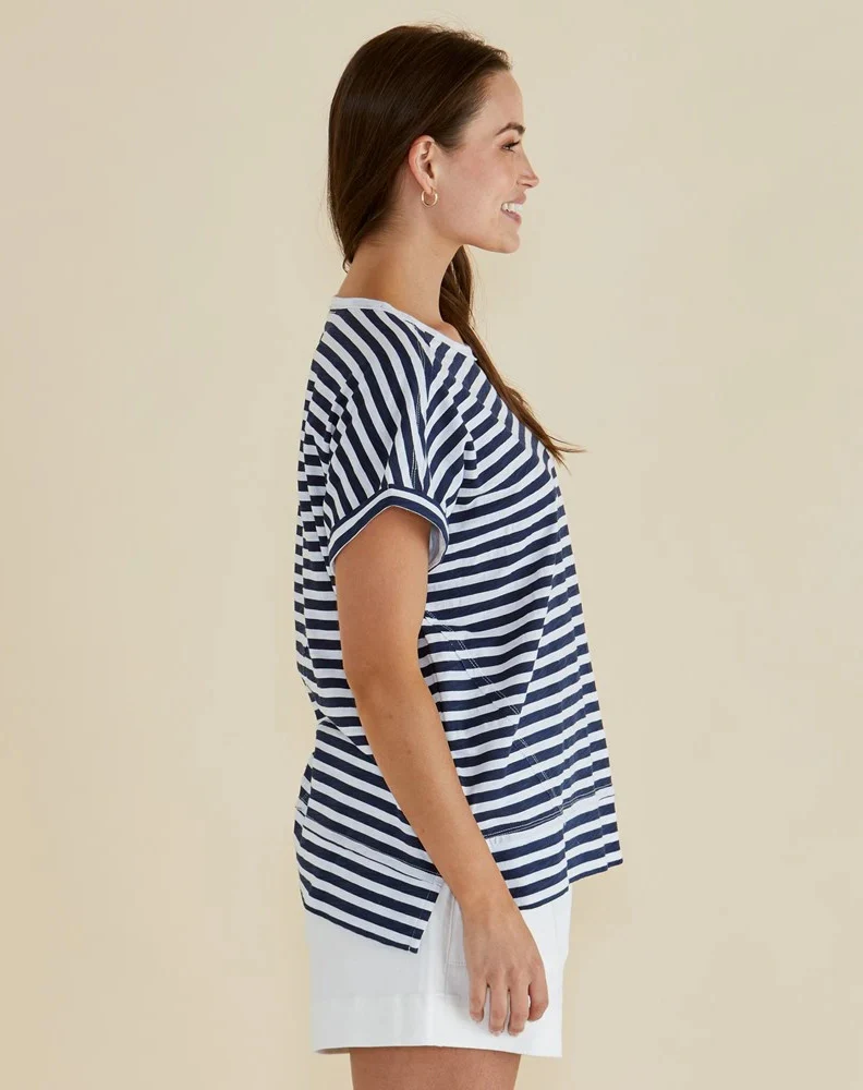 Shirley Short Sleeve Tee - Navy Stripe - Image 3
