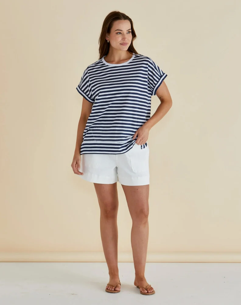 Shirley Short Sleeve Tee - Navy Stripe - Image 4