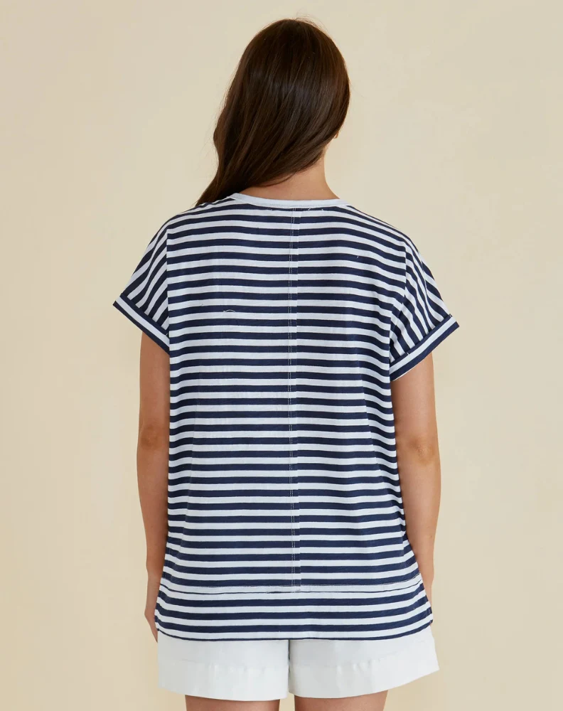 Shirley Short Sleeve Tee - Navy Stripe - Image 5