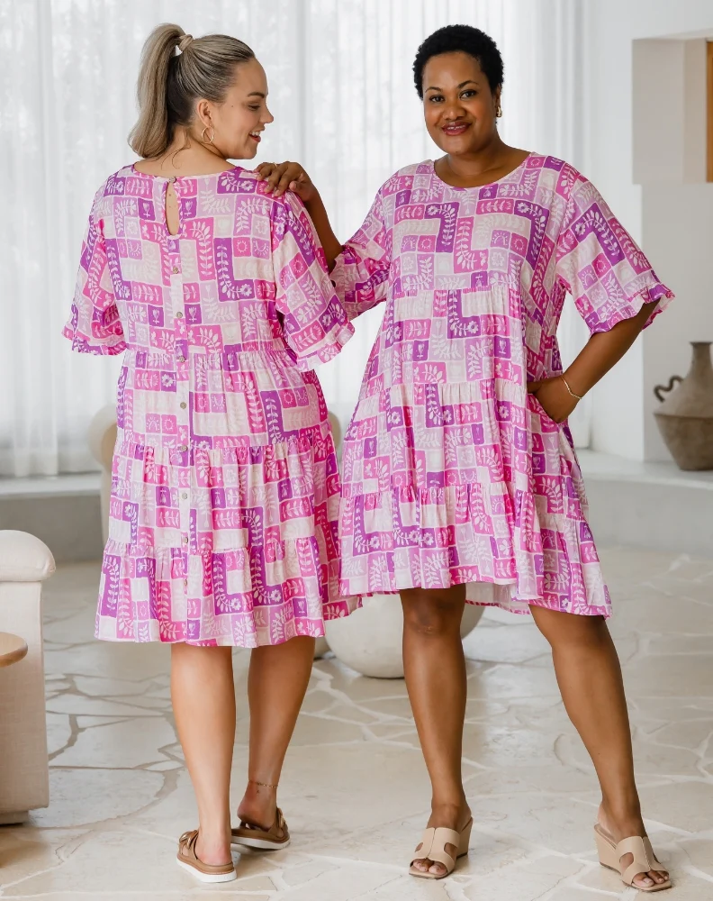Sienna Babydoll Dress - Pink Postcard - Image 3
