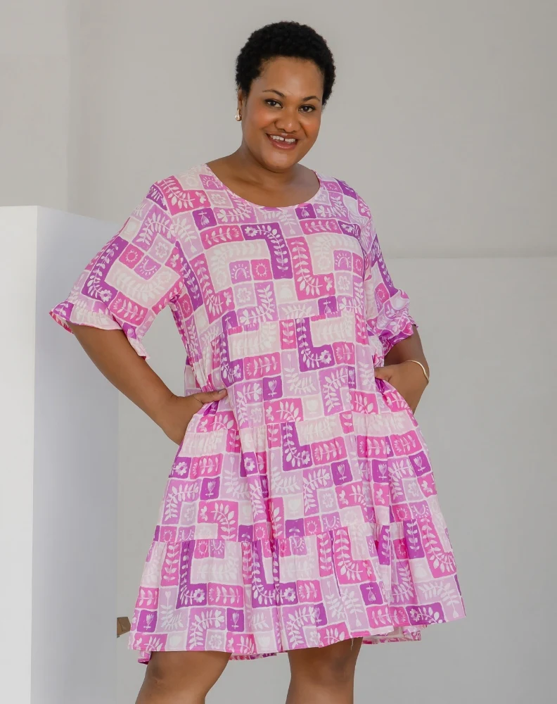 Sienna Babydoll Dress - Pink Postcard - Image 5