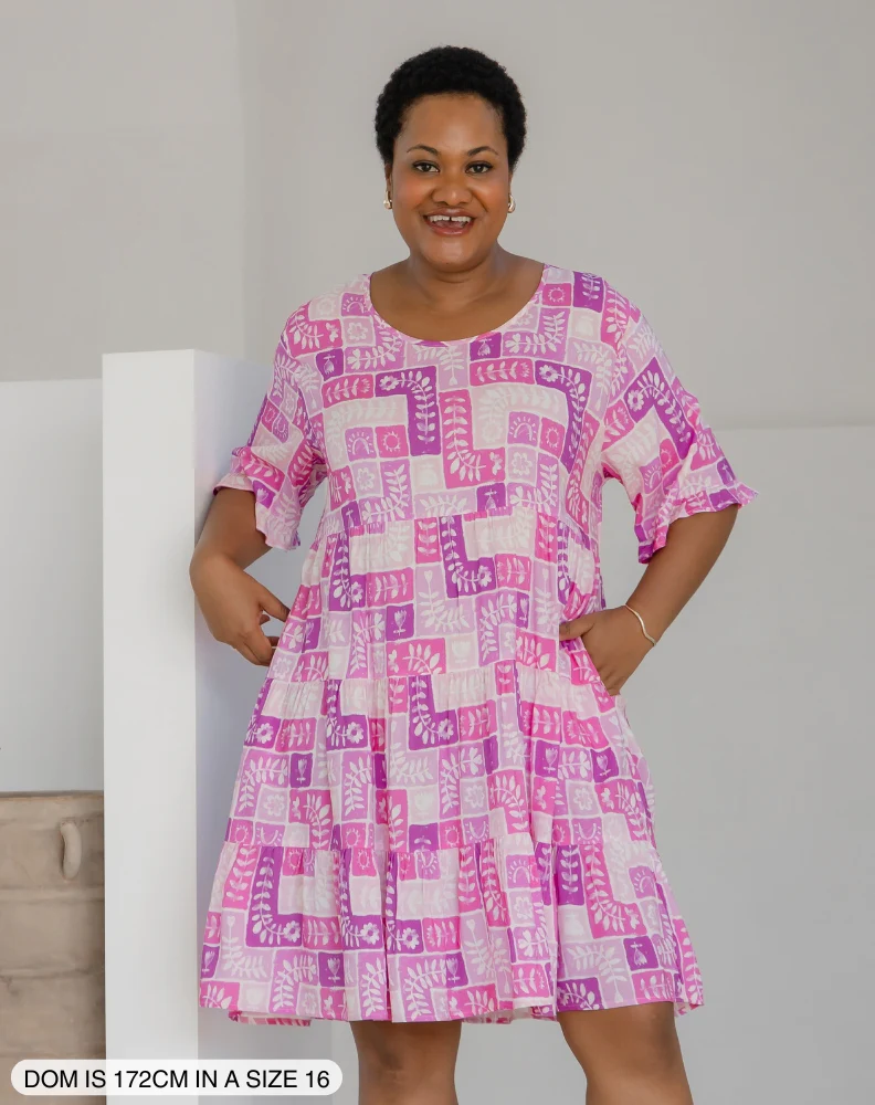 Sienna Babydoll Dress - Pink Postcard - Image 6