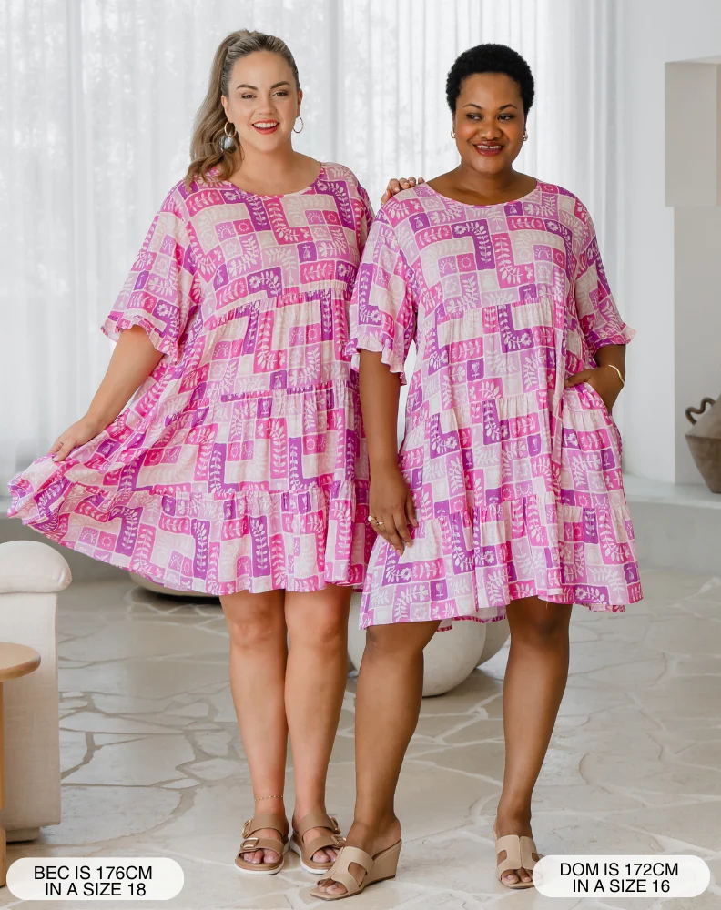 Sienna Babydoll Dress - Pink Postcard - Image 8