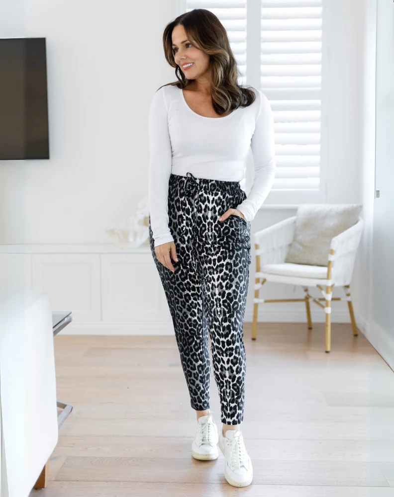 Slouch Pant - Black/White Animal - Image 10