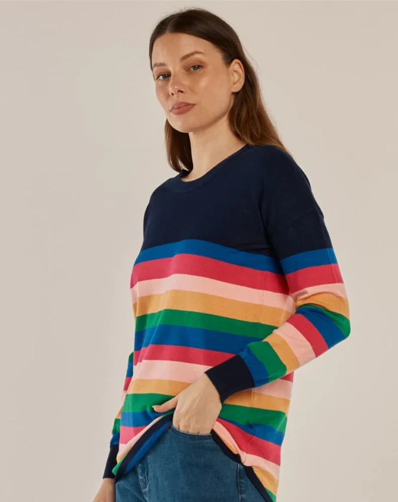 Sophie Knit - Multi Stripe Navy - Image 2