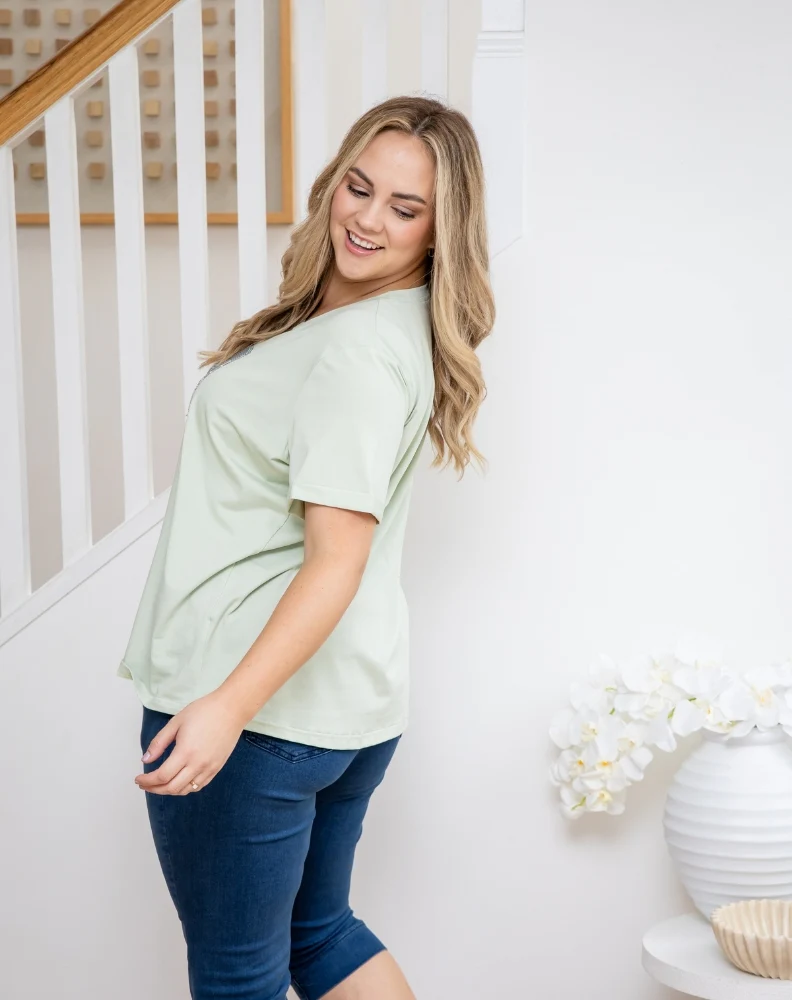 Square Sequin Tee - Sage - Image 6