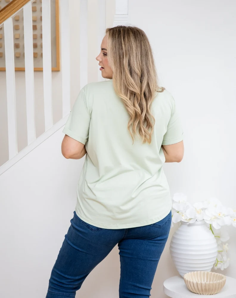 Square Sequin Tee - Sage - Image 7