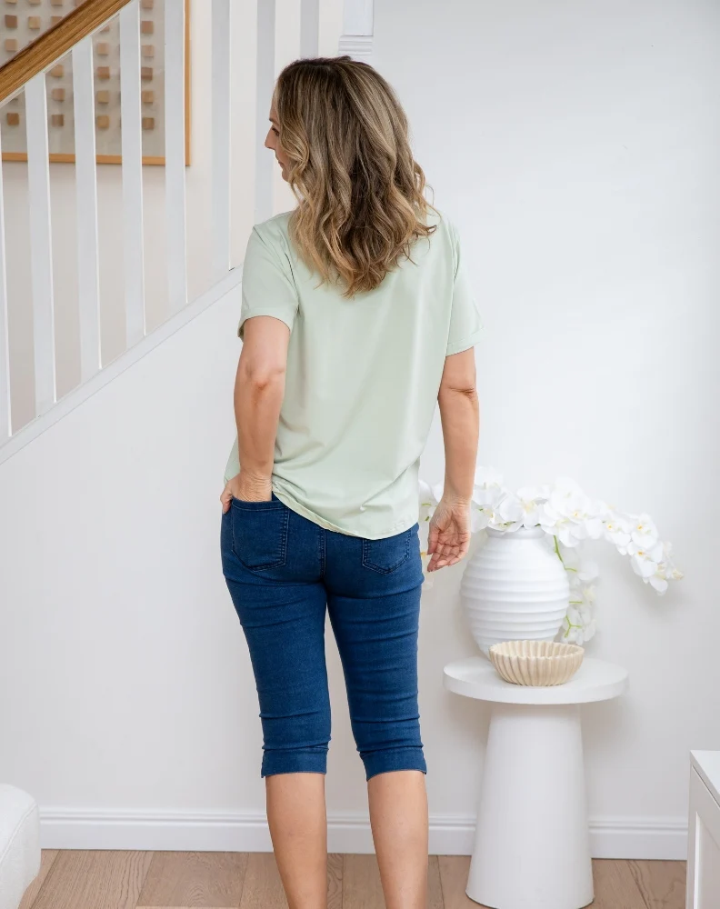 Square Sequin Tee - Sage - Image 9