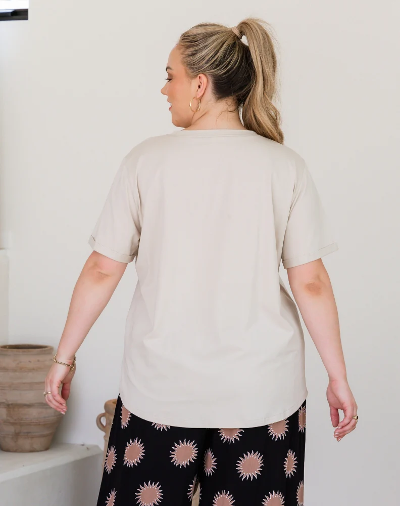 Star Sequin Tee - Beige - Image 4