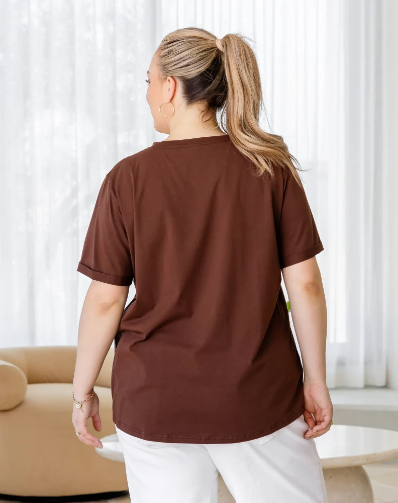 Star Sequin Tee - Coffee - Image 4