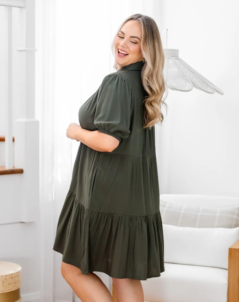 Taylor Shirt Dress - Khaki - Image 6