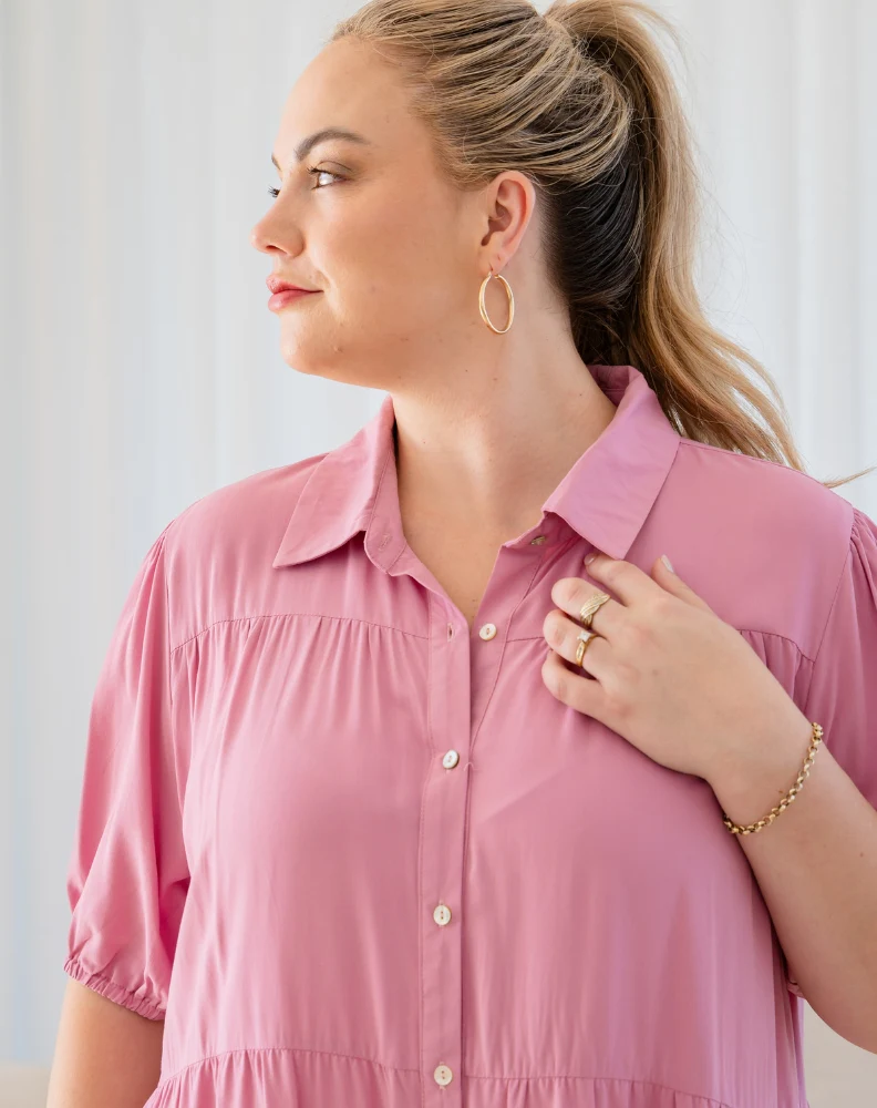 Taylor Shirt Dress - Pink - Image 9