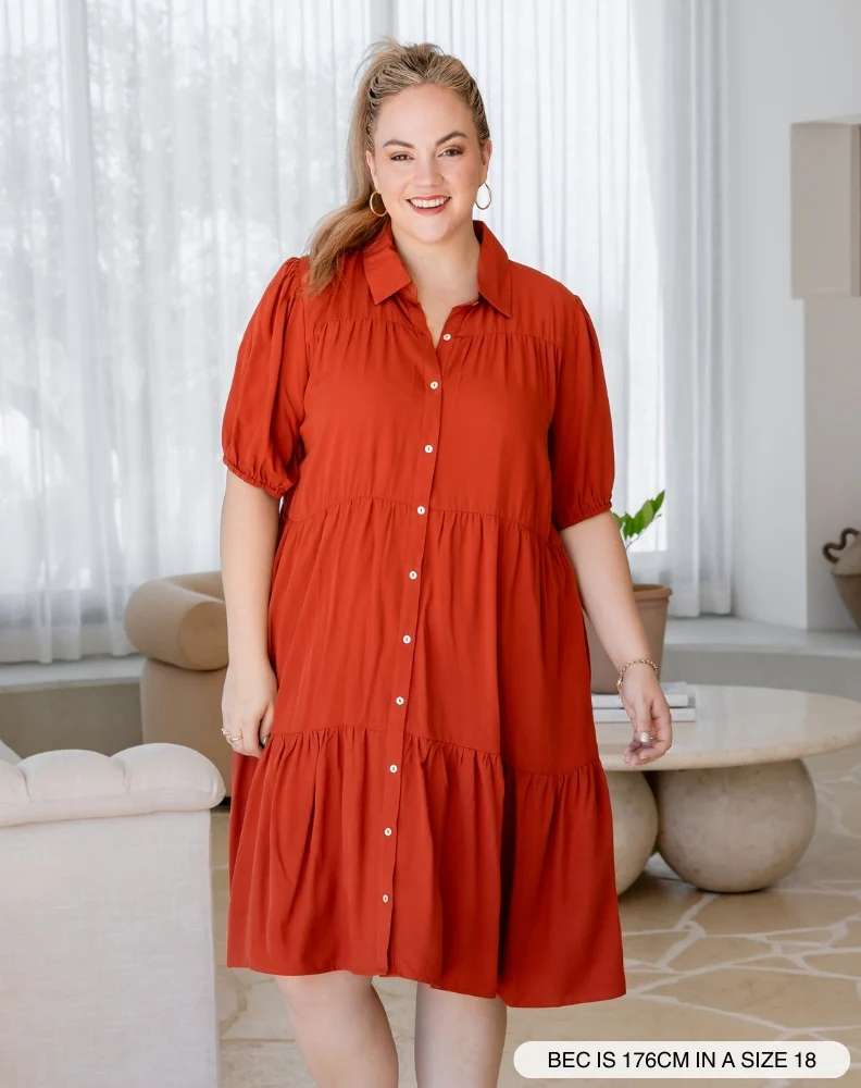 Taylor Shirt Dress - Rust - Image 4