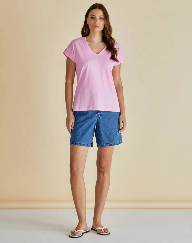 Tracy V-Neck Tee - Pink - Image 2