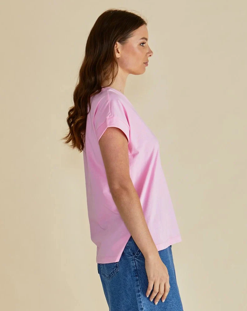 Tracy V-Neck Tee - Pink - Image 3