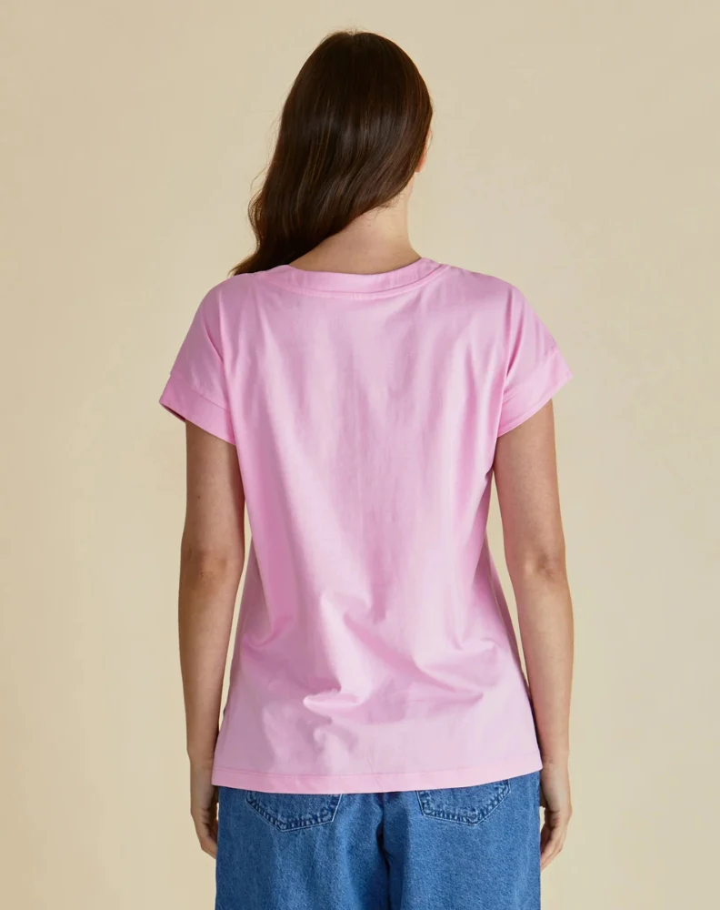 Tracy V-Neck Tee - Pink - Image 4