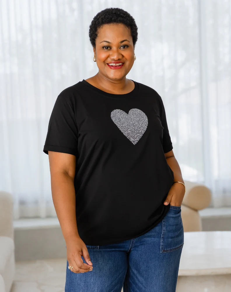 Heart Sequin Tee - Black - Image 6