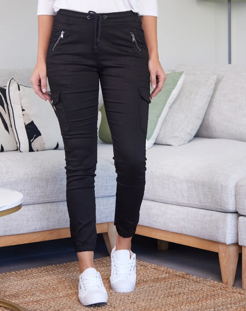 Black Cargo Jogger (Not PU) - Image 7