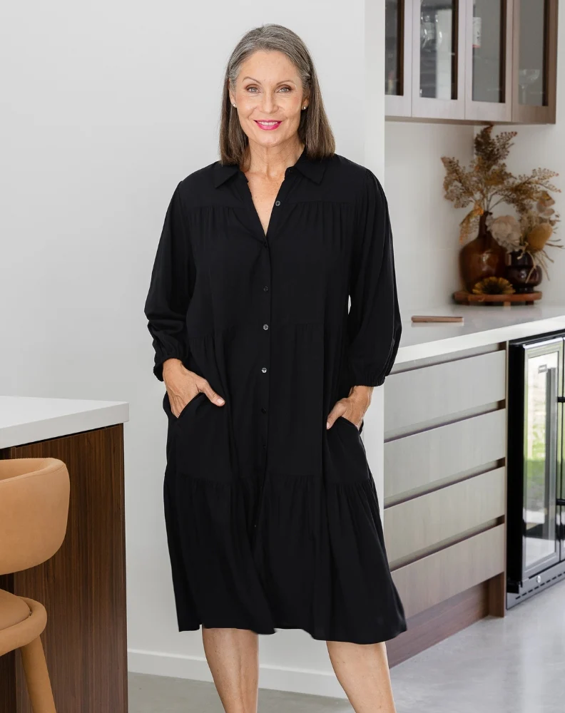 Tara Shirt Dress - Black - Image 3
