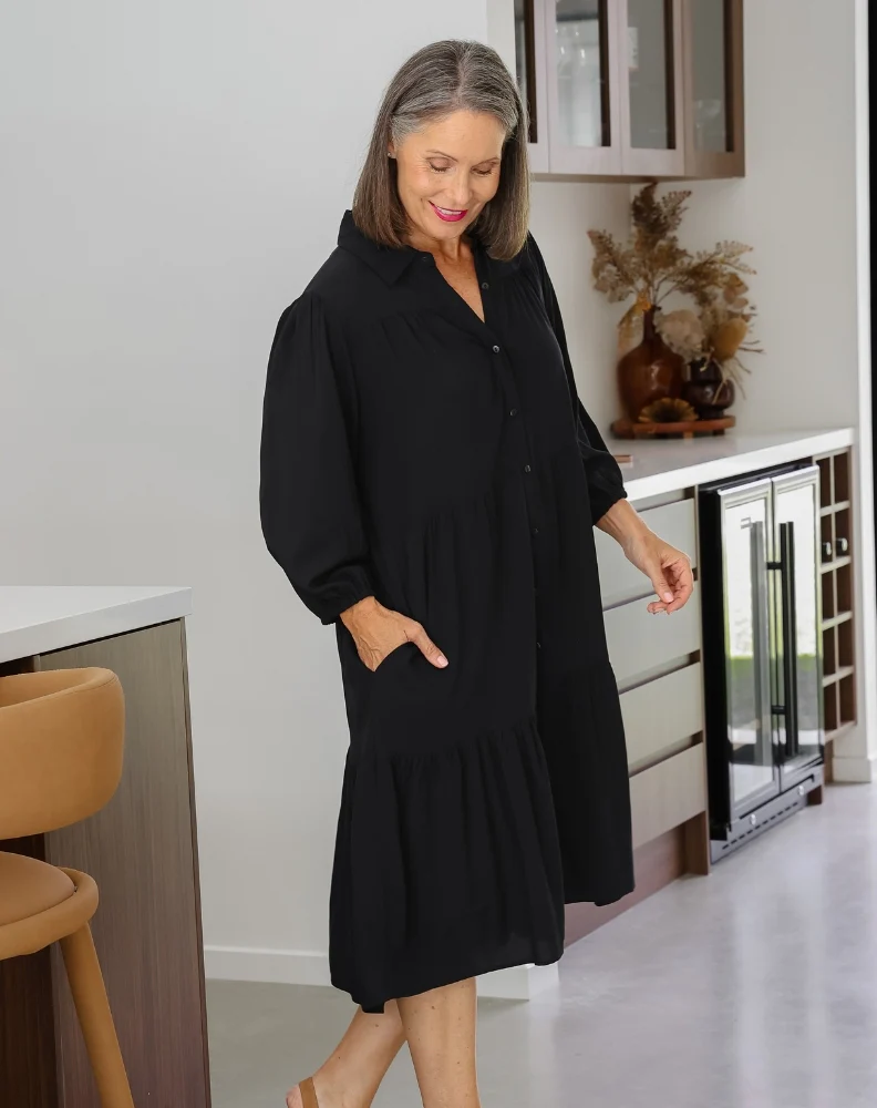 Tara Shirt Dress - Black - Image 4