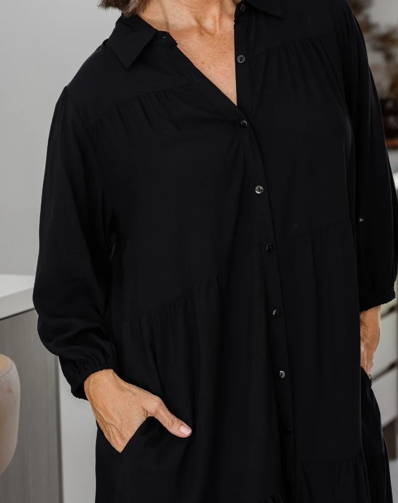 Tara Shirt Dress - Black - Image 5