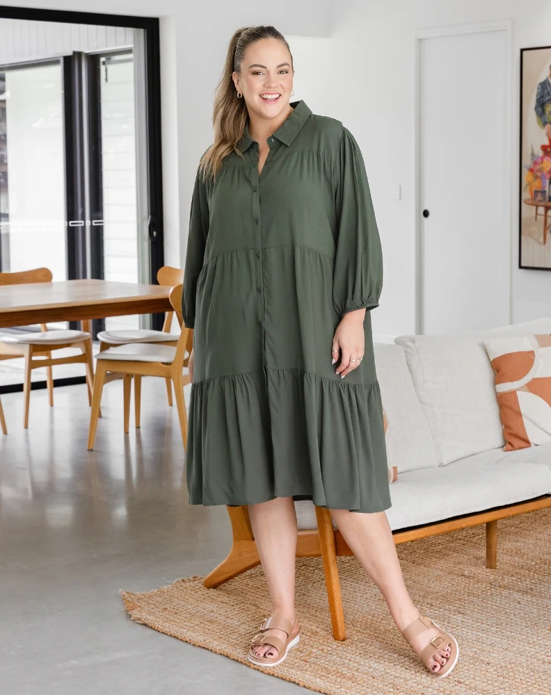 Tara Shirt Dress - Khaki - Image 8