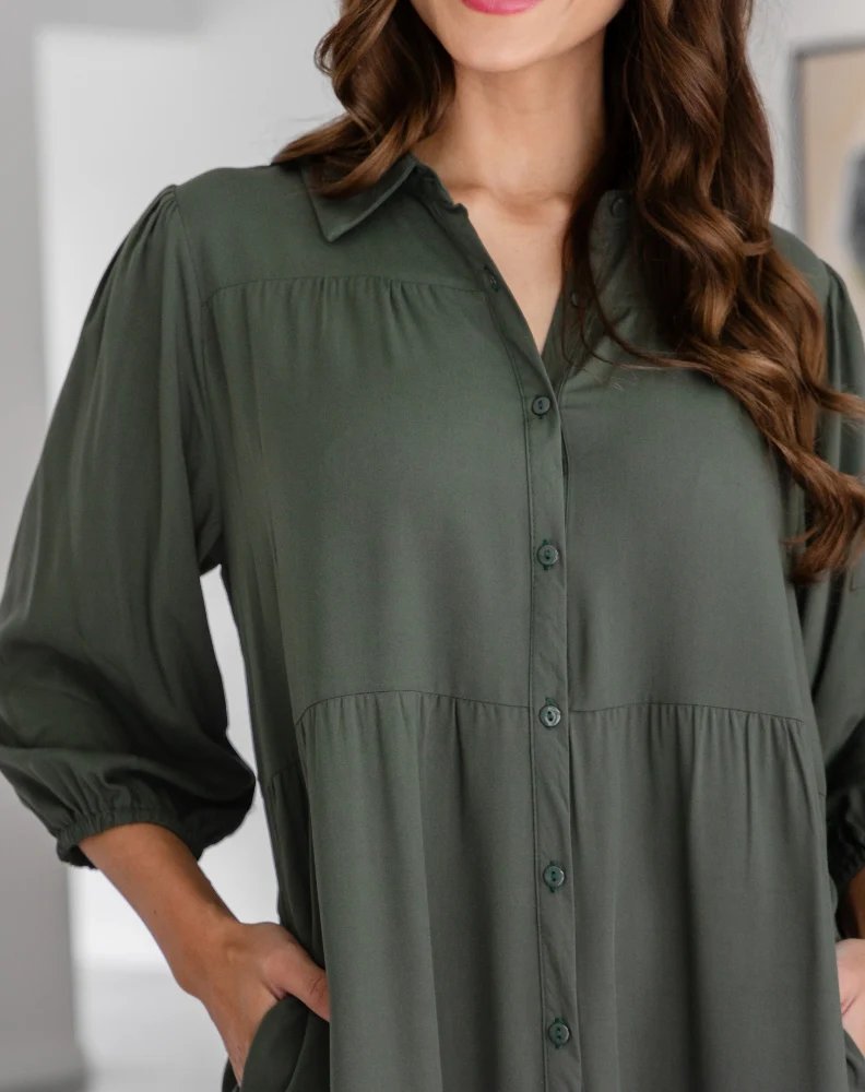 Tara Shirt Dress - Khaki - Image 9