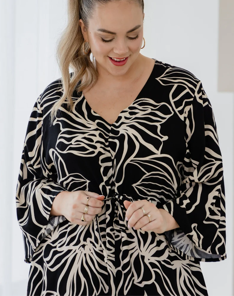 Zoe Dress With Pockets - Midnight Palm - Image 4